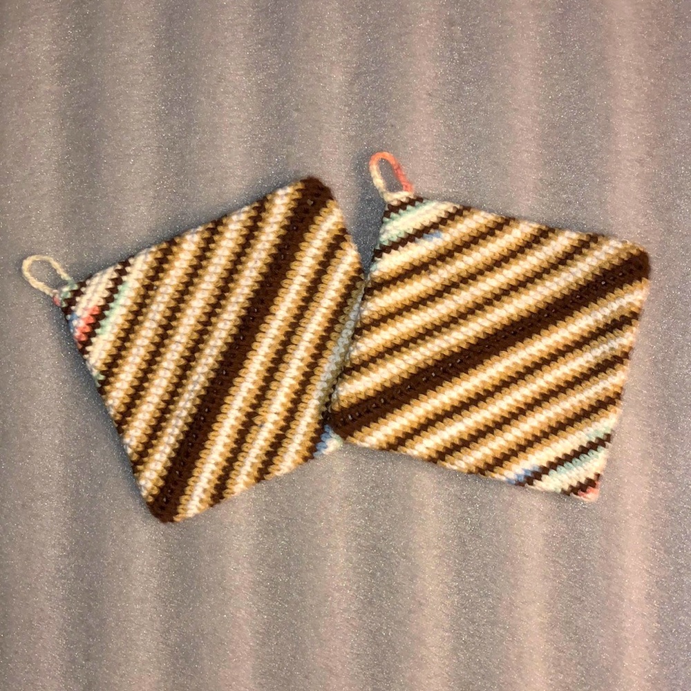 Pastels and neutrals cotton crocheted potholders